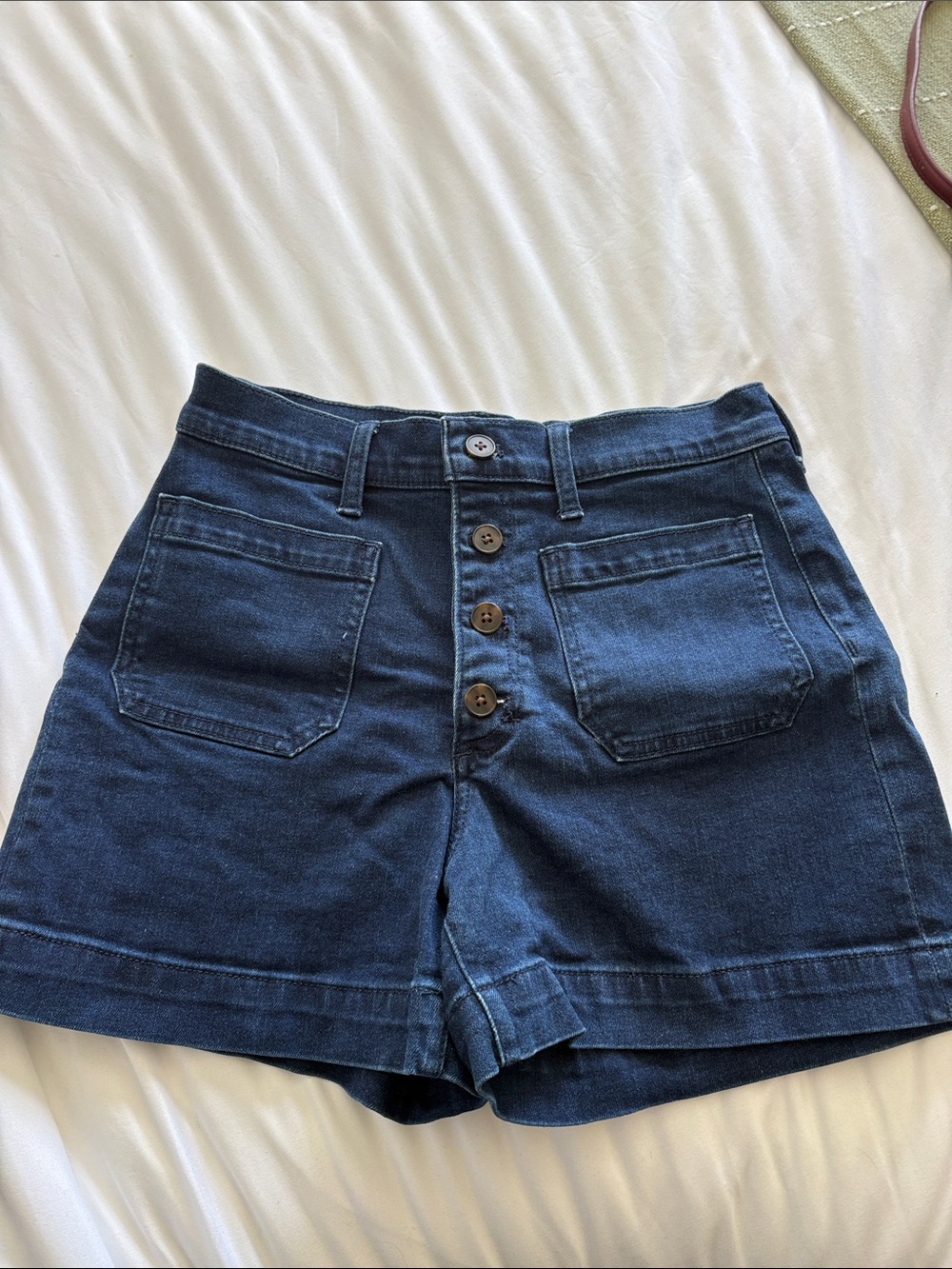 J. Crew Dark Indigo High-Rise Button-Fly Denim Shorts